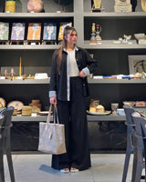 Stripe Trim Linen Set | Black - Eva Fashion - Online Clothing Store for Women