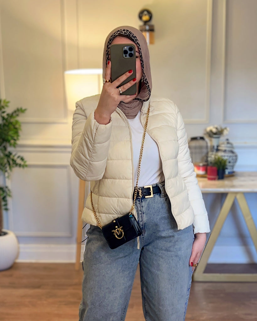 Casual Puffer Jacket | Beige - Eva Fashion - Online Clothing Strore for Women