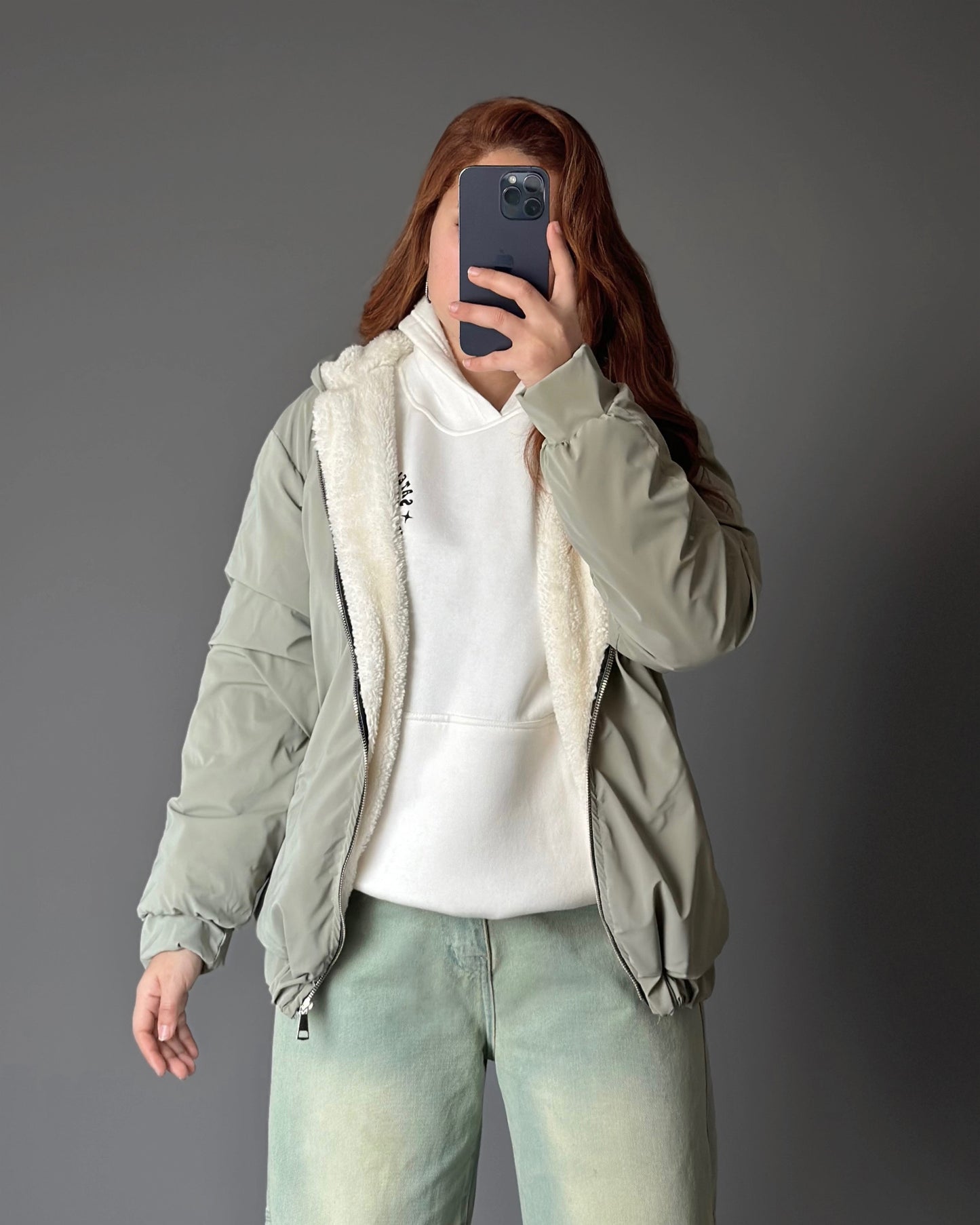 Sherpa Lined Waterproof Jacket | Misty Green - Eva Fashion - Online Clothing Strore for Women