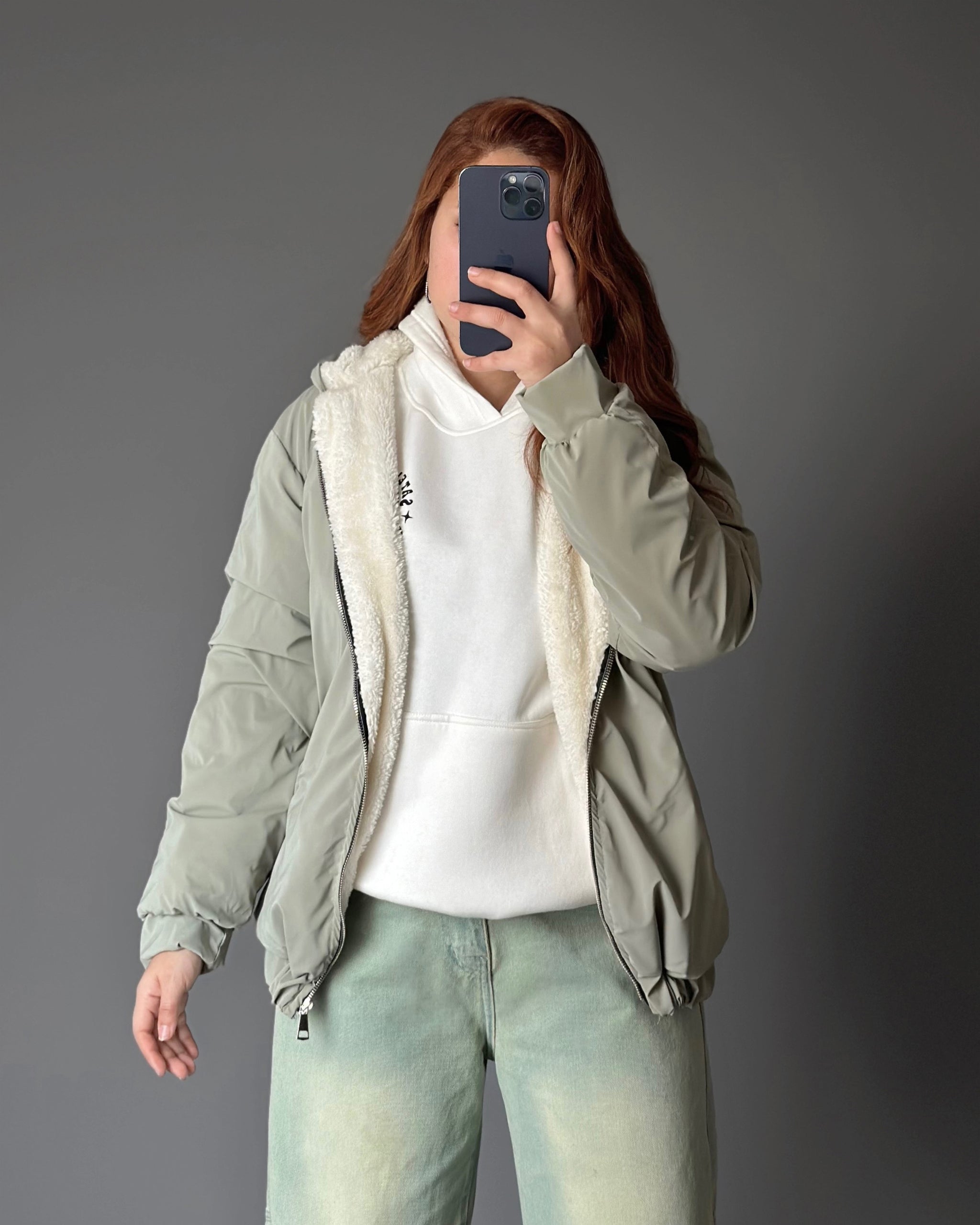 Sherpa Lined Waterproof Jacket | Misty Green - Eva Fashion - Online Clothing Strore for Women