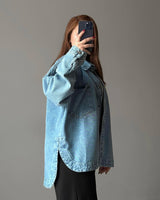 Relaxed Fit Denim Shirt Jacket | Light Wash - Eva Fashion - Online Clothing Store for Women