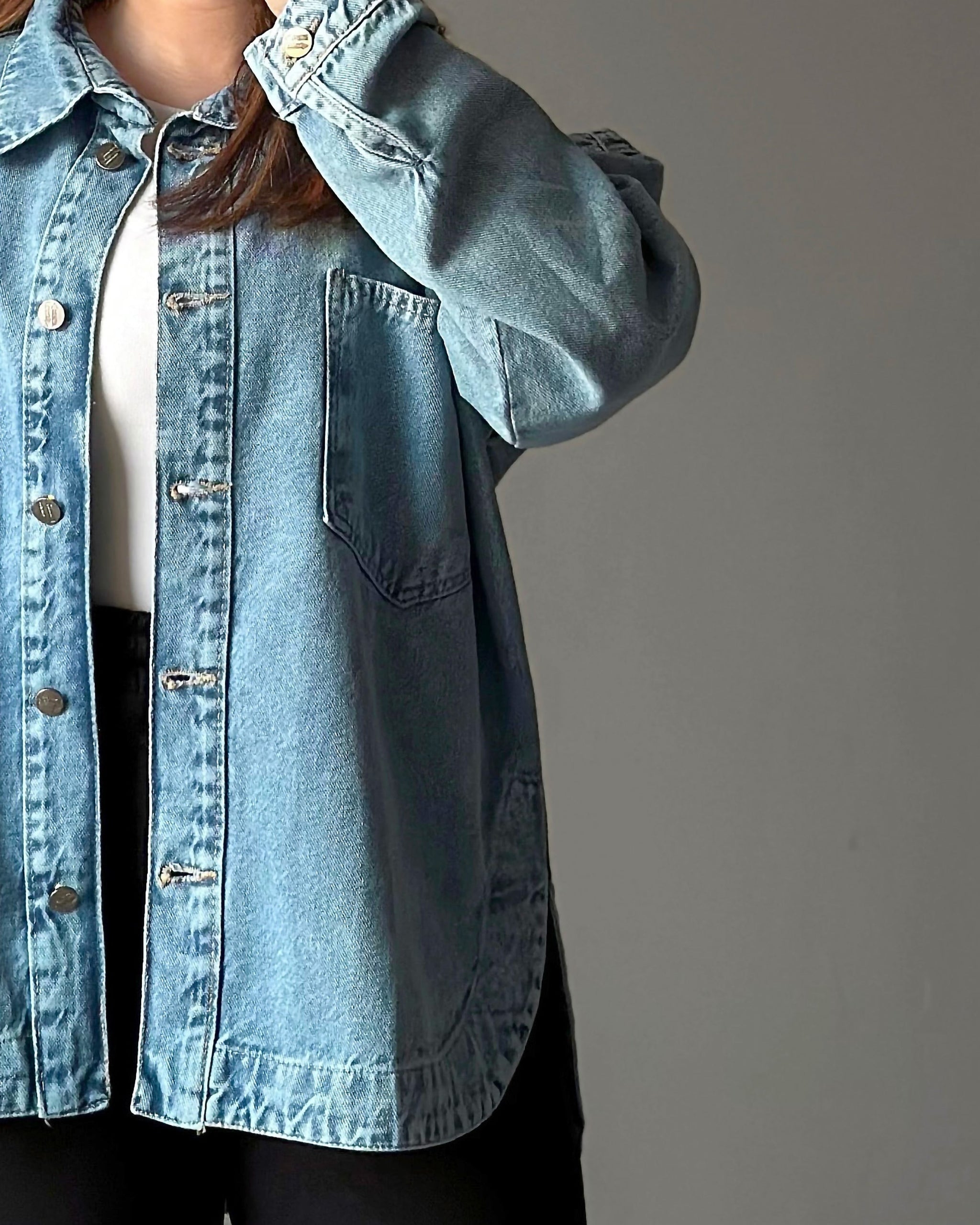 Relaxed Fit Denim Shirt Jacket | Light Wash - Eva Fashion - Online Clothing Store for Women