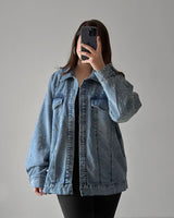 Relaxed Fit Denim Shirt Jacket | Light Wash - Eva Fashion - Online Clothing Store for Women