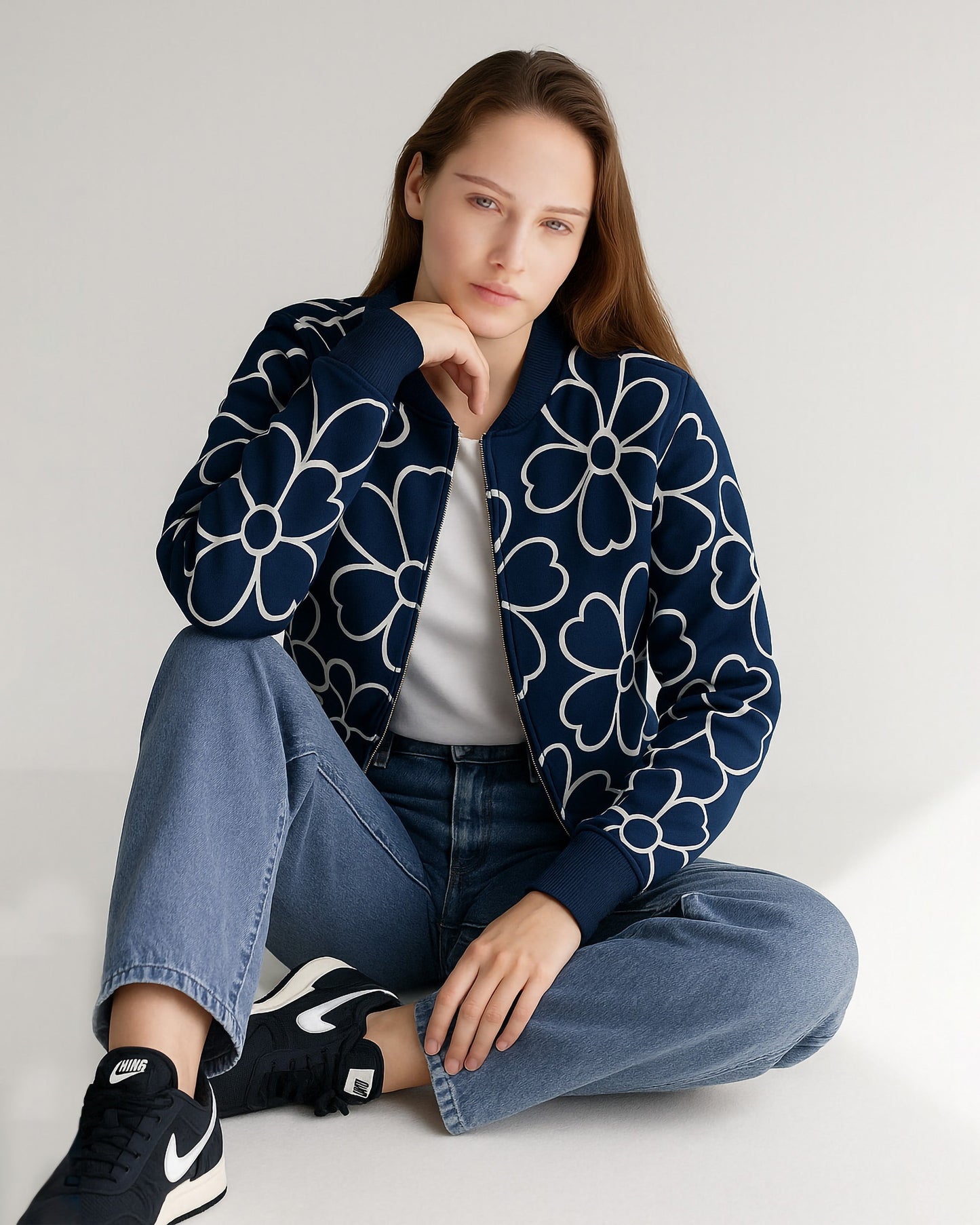 Midnight Petal Bomber Jacket | Dark Blue - Eva Fashion - Online Clothing Store for Women