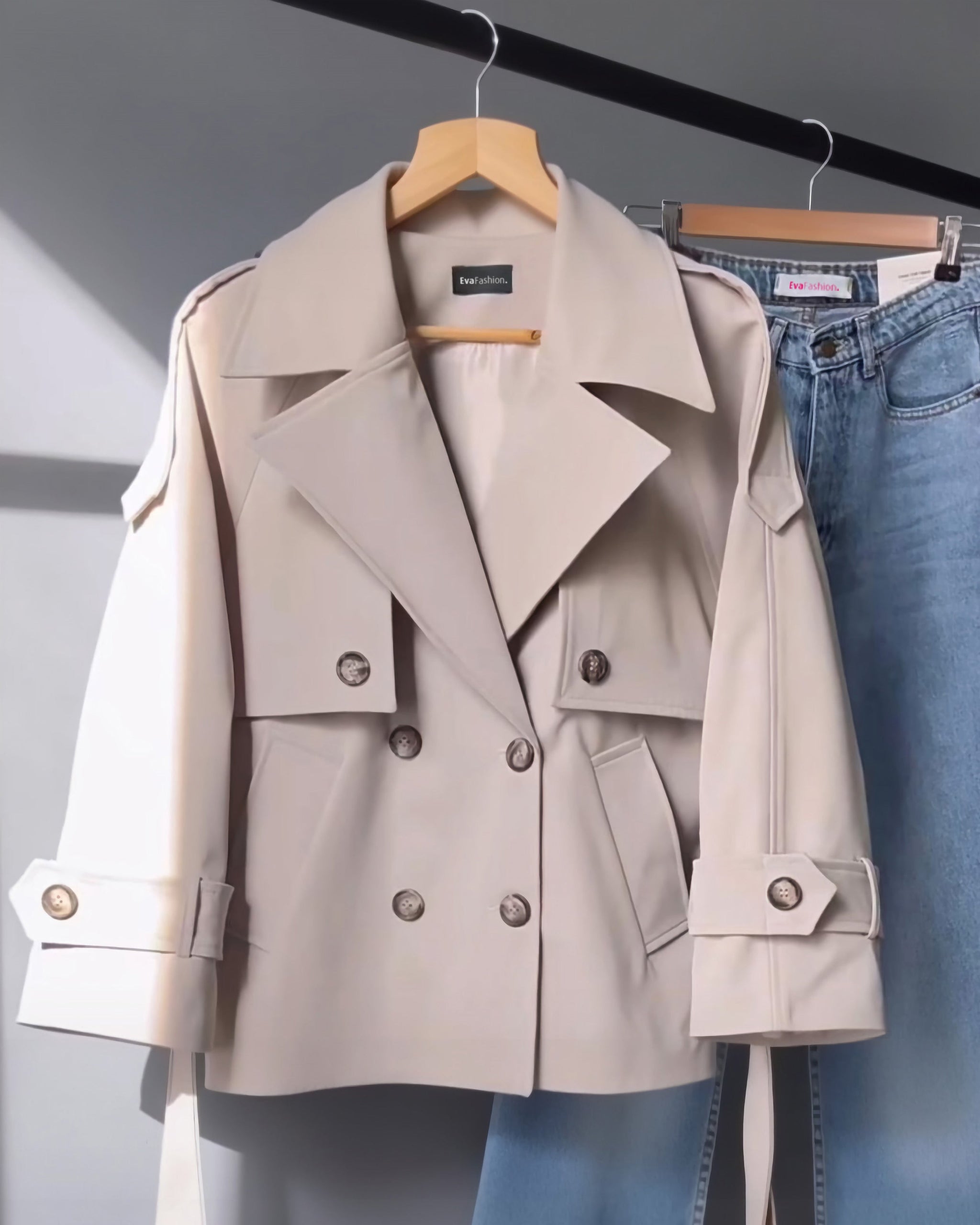 Cropped Trench Coat | Beige - Eva Fashion - Online Clothing Store for Women