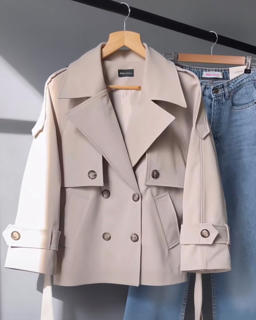 Cropped Trench Coat | Beige - Eva Fashion - Online Clothing Store for Women