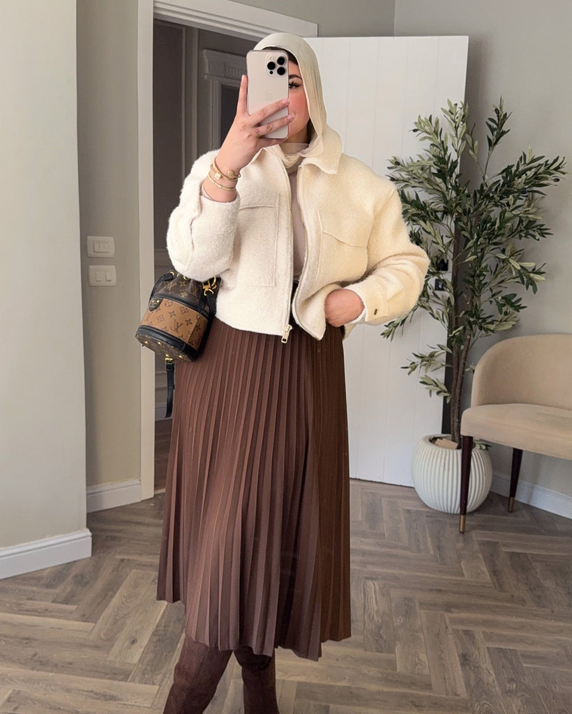 Teddy Zip-Up Jacket | Off-White - Eva Fashion - Online Clothing Store for Women