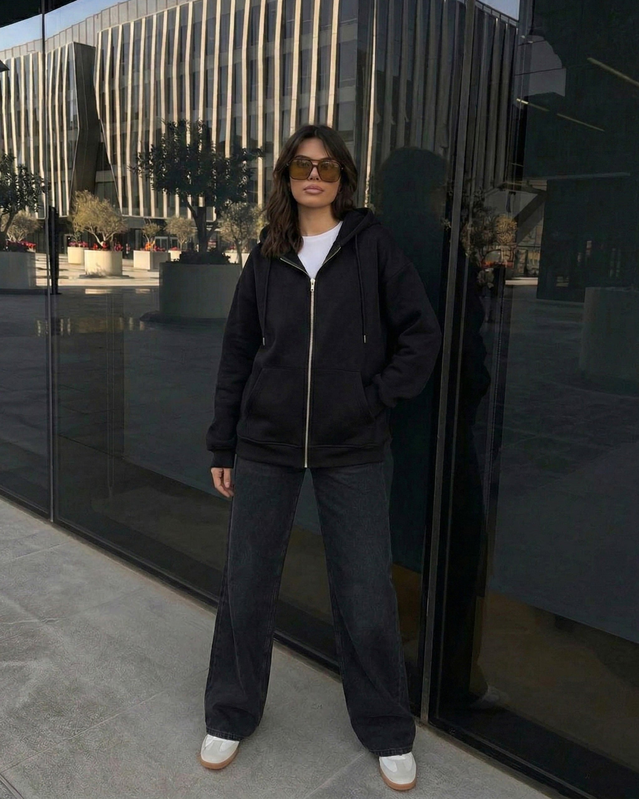 Essential Zip-Up Hoodie Jacket | Black - Eva Fashion - Online Clothing Store for Women