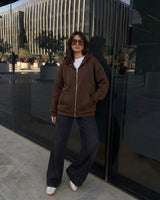 Essential Zip-Up Hoodie Jacket | Brown - Eva Fashion - Online Clothing Store for Women