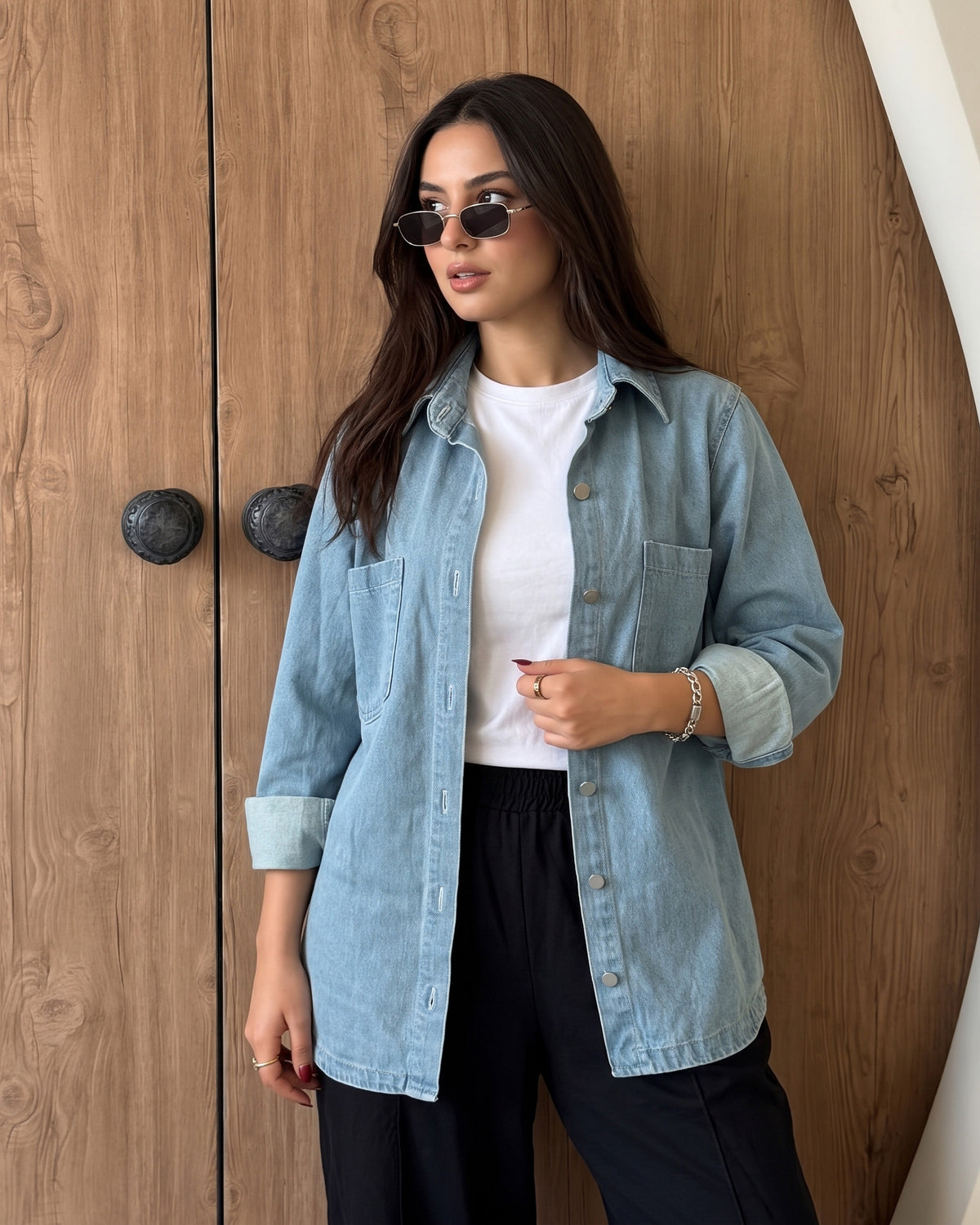 Relaxed Fit Denim Shirt Jacket | Light Wash - Eva Fashion - Online Clothing Store for Women