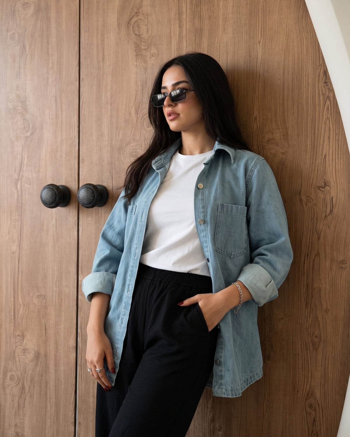 Relaxed Fit Denim Shirt Jacket | Light Wash - Eva Fashion - Online Clothing Store for Women