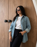 Relaxed Fit Denim Shirt Jacket | Light Wash - Eva Fashion - Online Clothing Store for Women