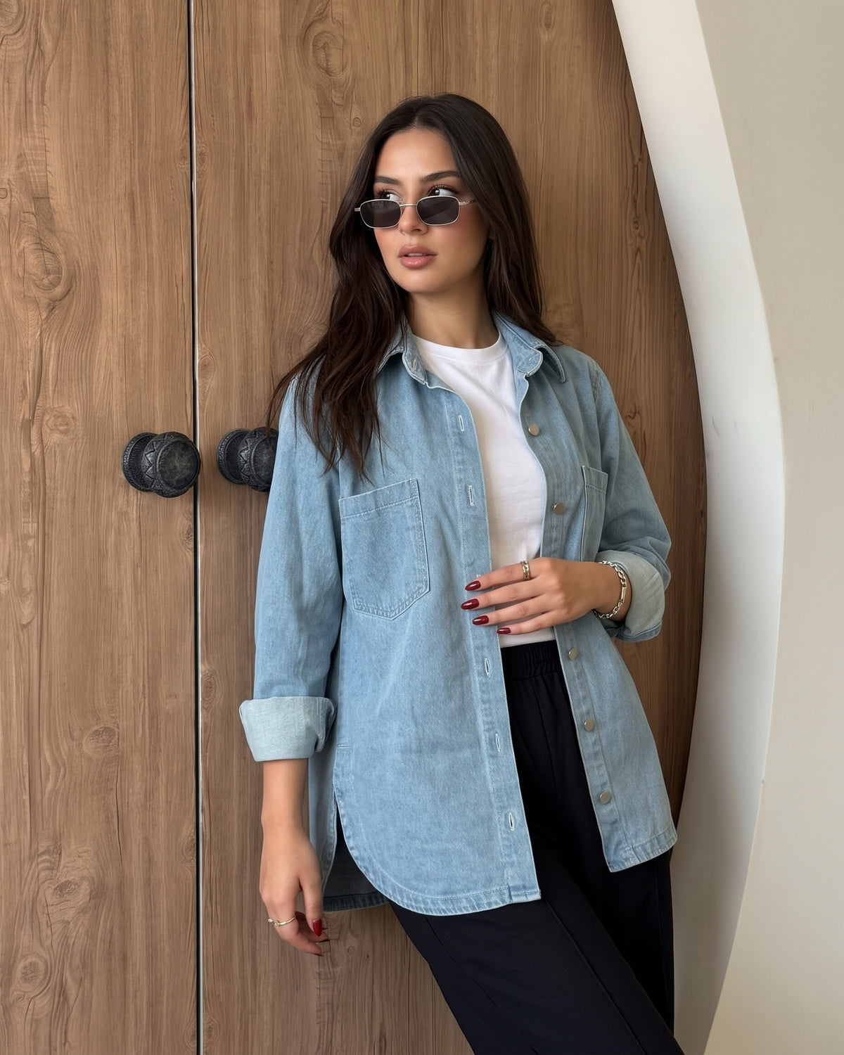 Relaxed Fit Denim Shirt Jacket | Light Wash - Eva Fashion - Online Clothing Store for Women