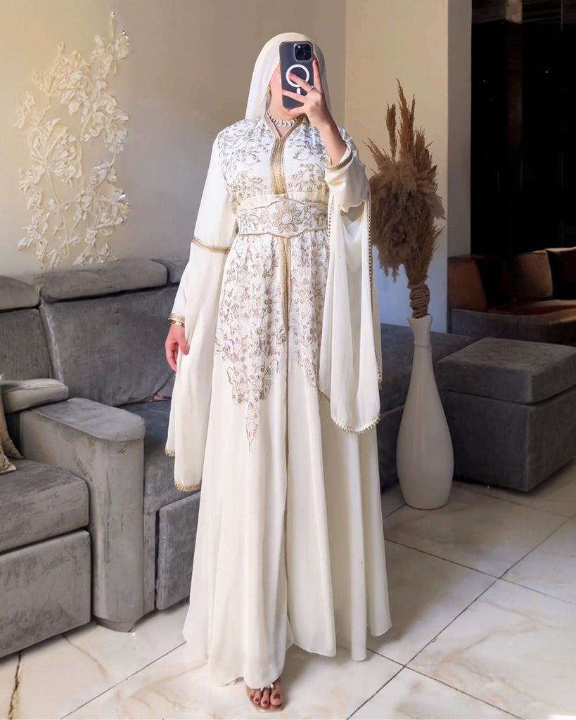 Golden Grace Kaftan | White - Eva Fashion - Online Clothing Strore for Women
