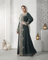 Emerald Elegance Embroidered Kaftan