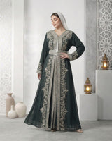 Emerald Elegance Embroidered Kaftan