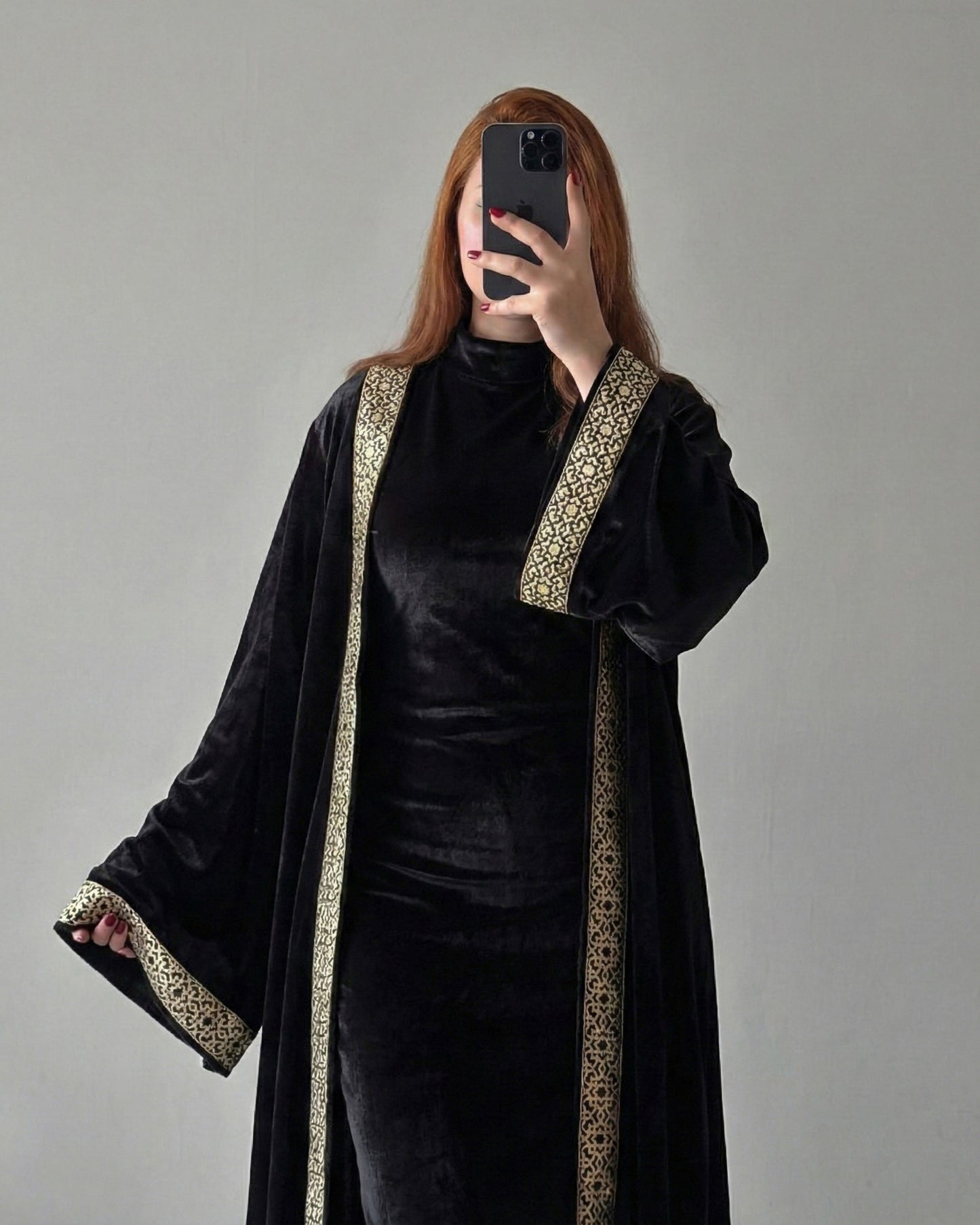 Velvet Gold Trim Maxi Kaftan | Black - Eva Fashion - Online Clothing Store for Women