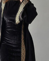 Velvet Gold Trim Maxi Kaftan | Black - Eva Fashion - Online Clothing Store for Women