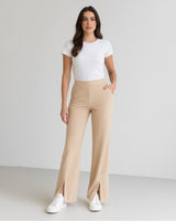 Ribbed Split-Hem Knit Pants