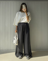 Contrast Piping Wide-Leg Pants | Dark Grey - Eva Fashion - Online Clothing Store for Women