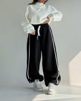 Contrast Line Wide Pants | Black - Eva Fashion - Online Clothing Store for Women
