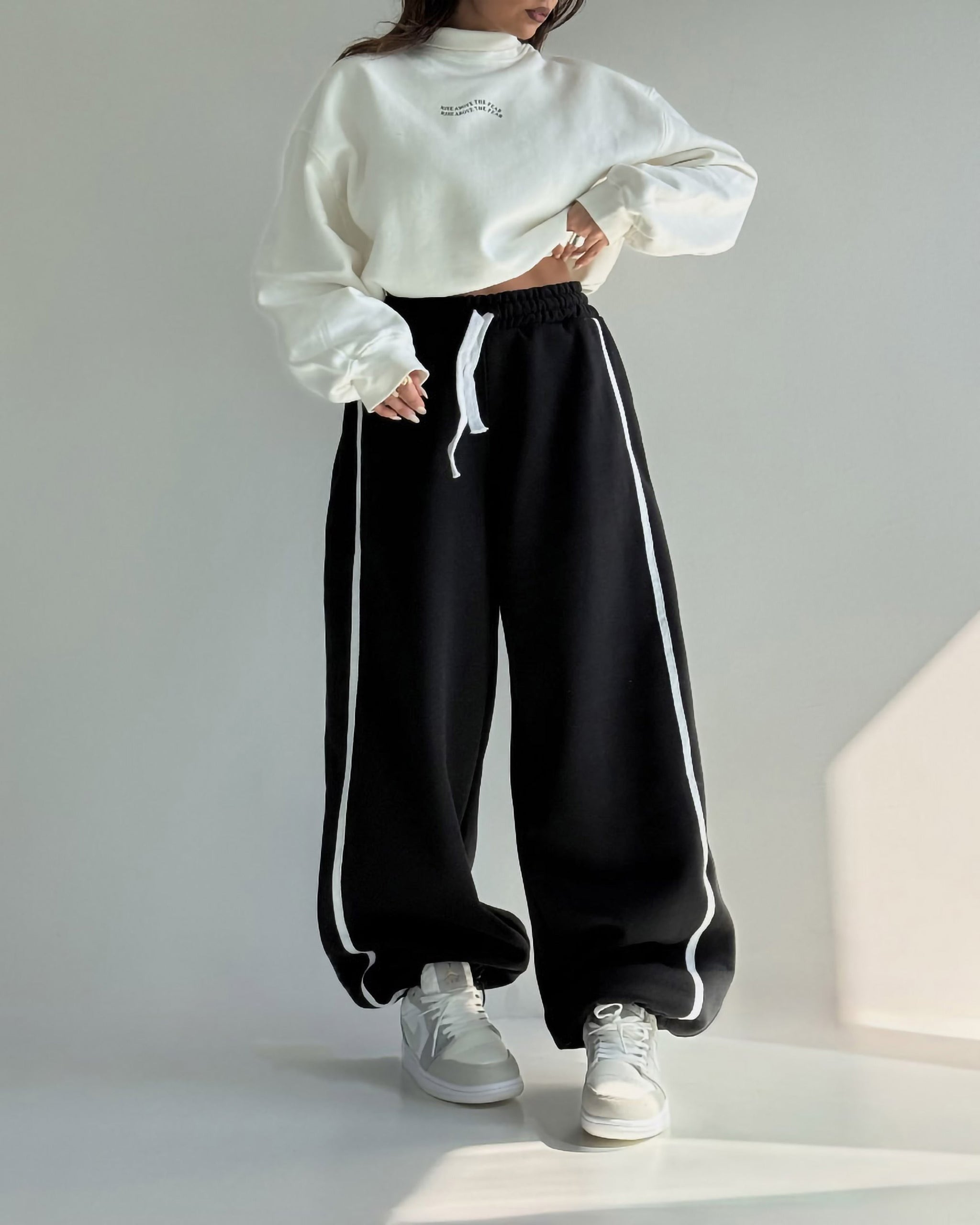 Contrast Line Wide Pants | Black - Eva Fashion - Online Clothing Store for Women