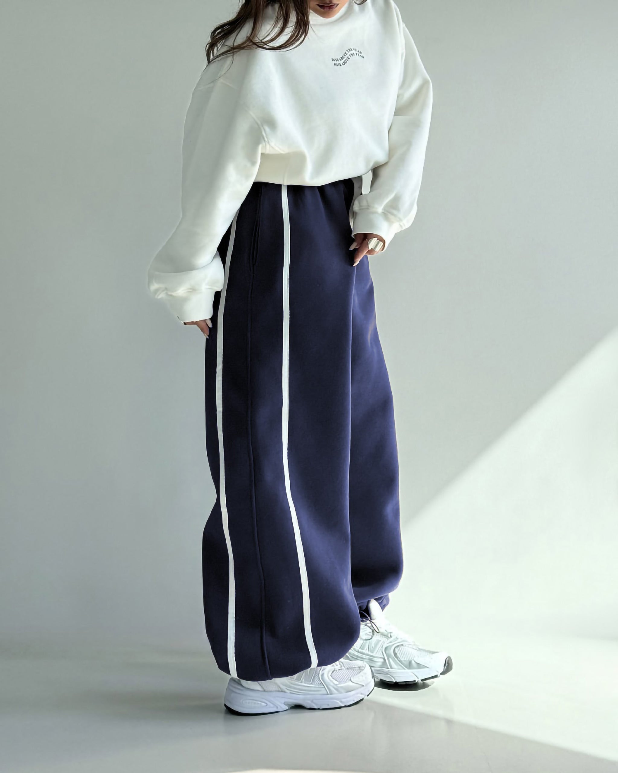 Contrast Line Wide Pants | Dark Blue - Eva Fashion - Online Clothing Store for Women