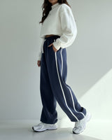Contrast Line Wide Pants | Dark Blue - Eva Fashion - Online Clothing Store for Women