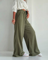 Ribbed Knit Wide-Leg Pants | Olive - Eva Fashion - Online Clothing Store for Women