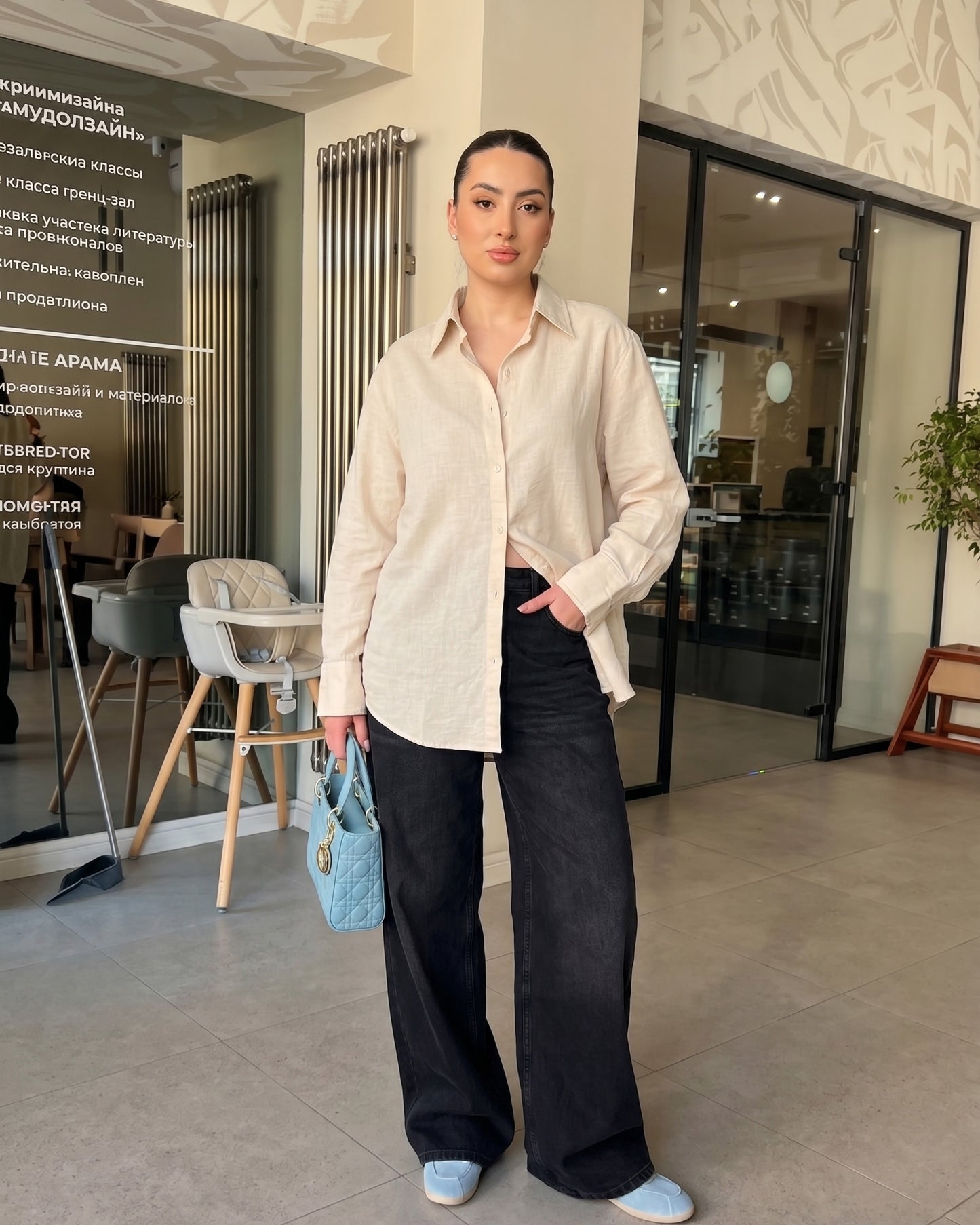 Longline Oversized Linen Shirt | Beige - Eva Fashion - Online Clothing Store for Women