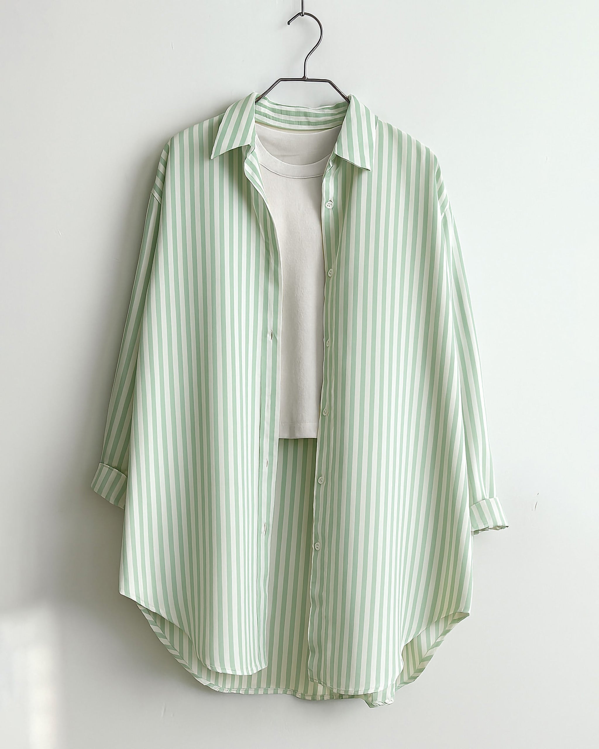 Classic Striped Cotton Shirt | Mint - Eva Fashion - Online Clothing Store for Women