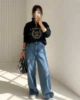 London Graphic Half Zip Sweatshirt | Black - Eva Fashion - Online Clothing Store for Women