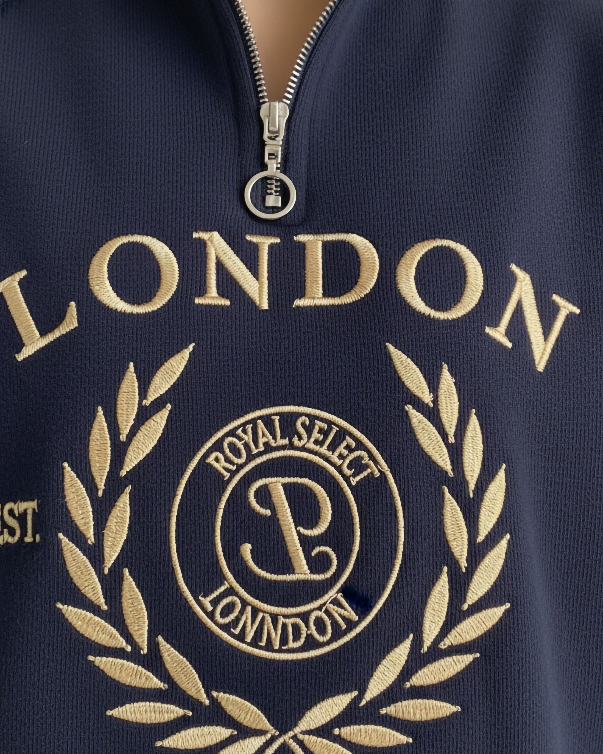 London Graphic Half Zip Sweatshirt | Dark Blue - Eva Fashion - Online Clothing Store for Women