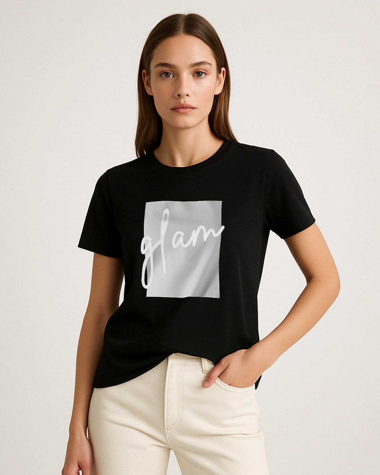 Glam Metallic Graphic T-Shirt | Black - Eva Fashion - Online Clothing Store for Women