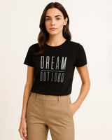 Dream Out Loud Graphic T-Shirt | Black - Eva Fashion - Online Clothing Store for Women