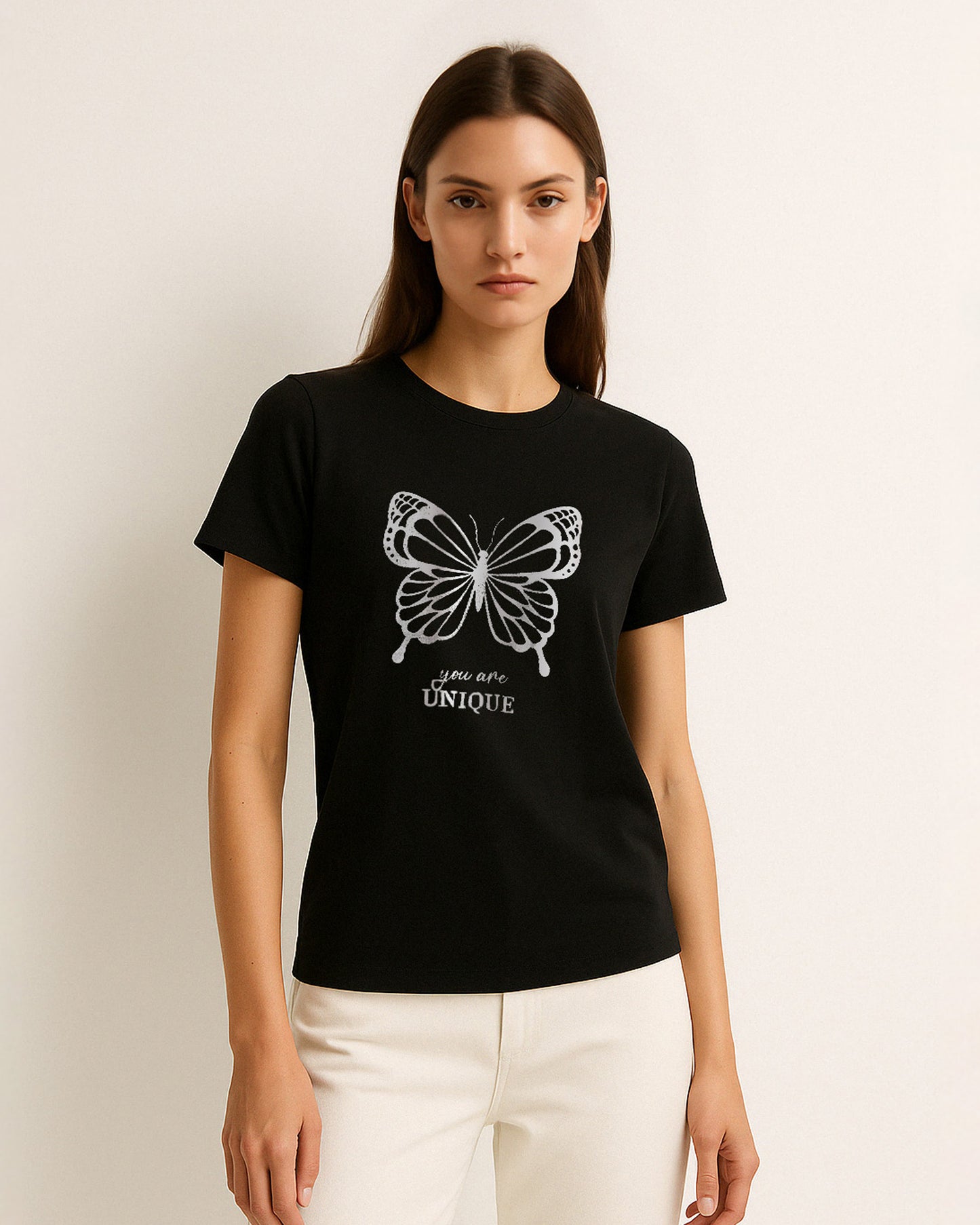 You Are Unique Butterfly T-Shirt | Black - Eva Fashion - Online Clothing Store for Women
