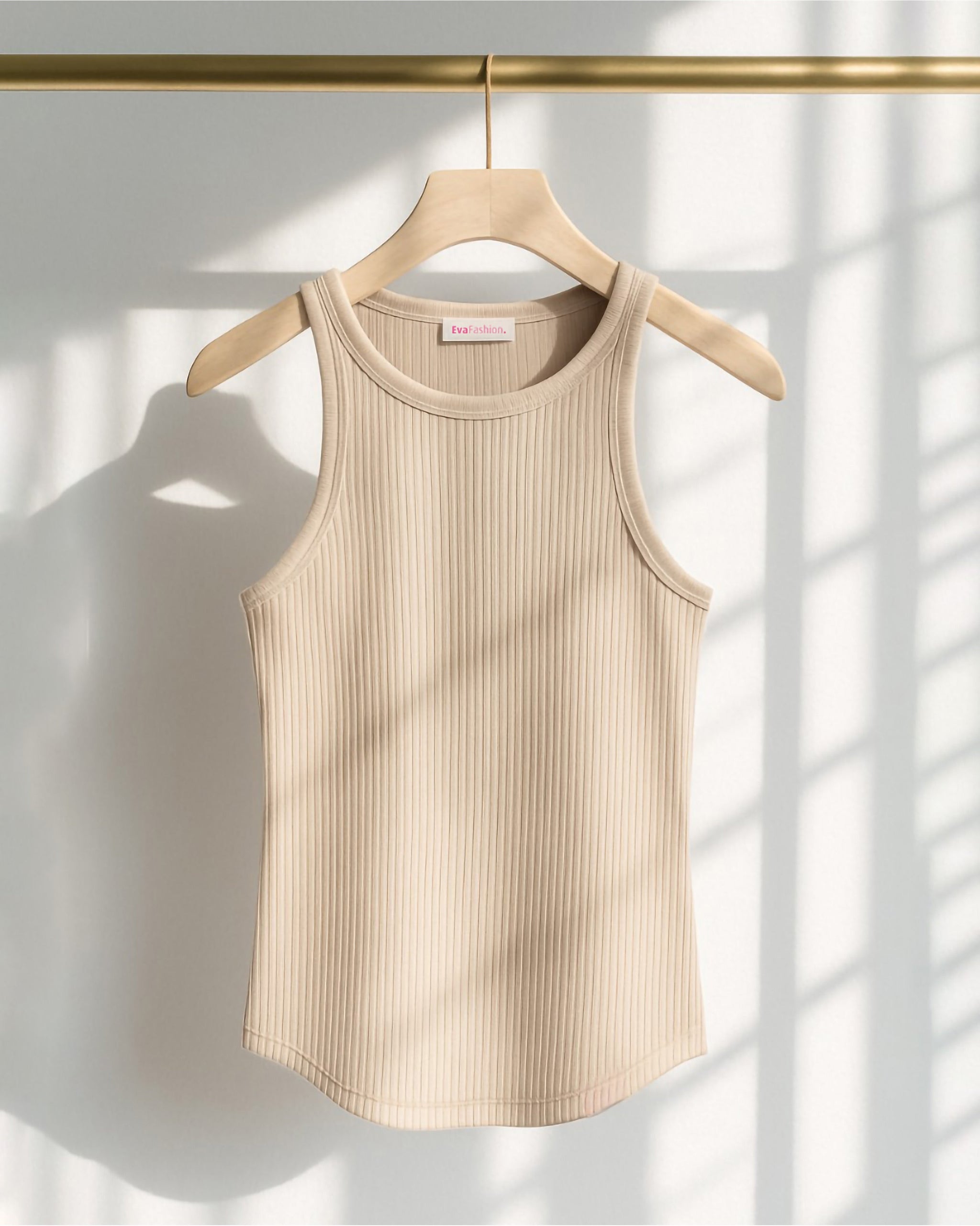 Ribbed Essential Tank Top | Beige - Eva Fashion - Online Clothing Store for Women