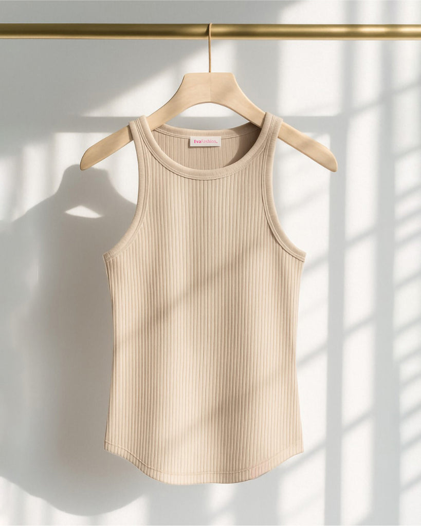 Ribbed Essential Tank Top | Beige - Eva Fashion - Online Clothing Store for Women