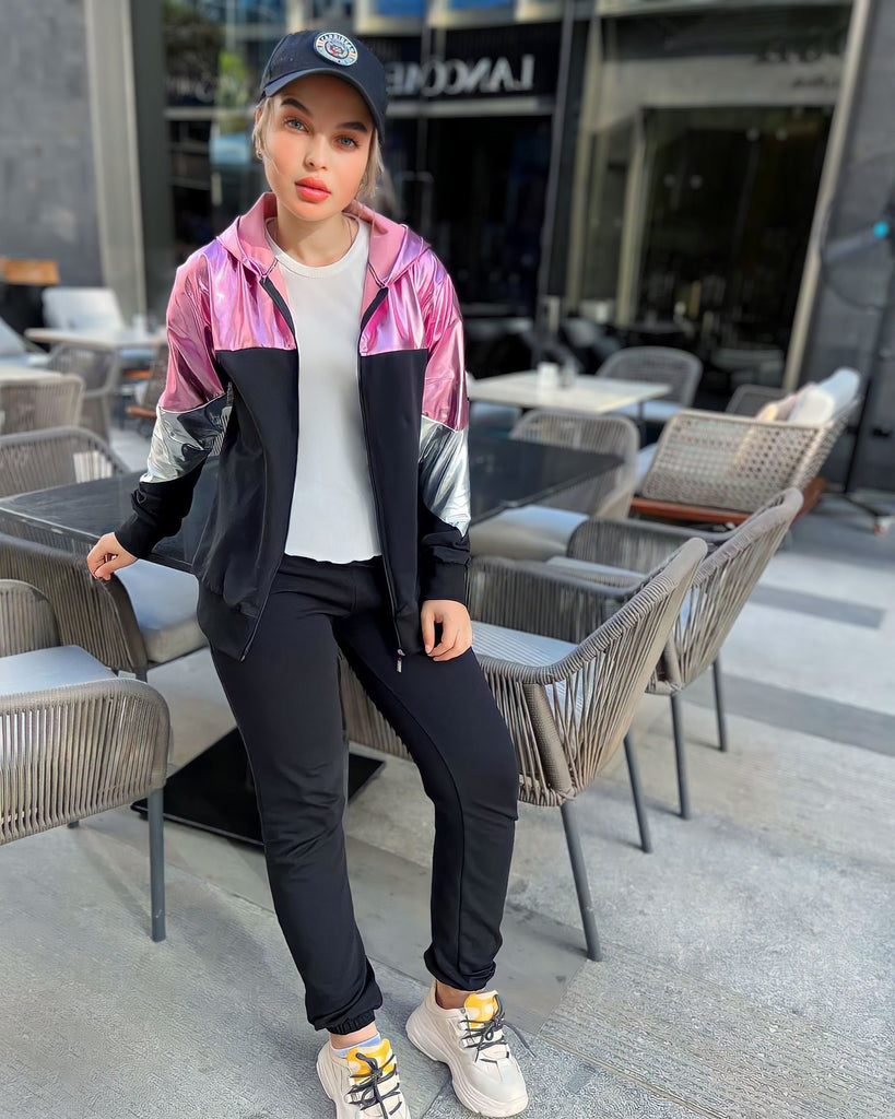 Colorblock Metallic Tracksuit