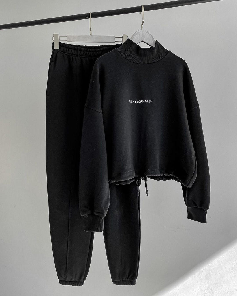 Drop Shoulder Letter Tracksuit