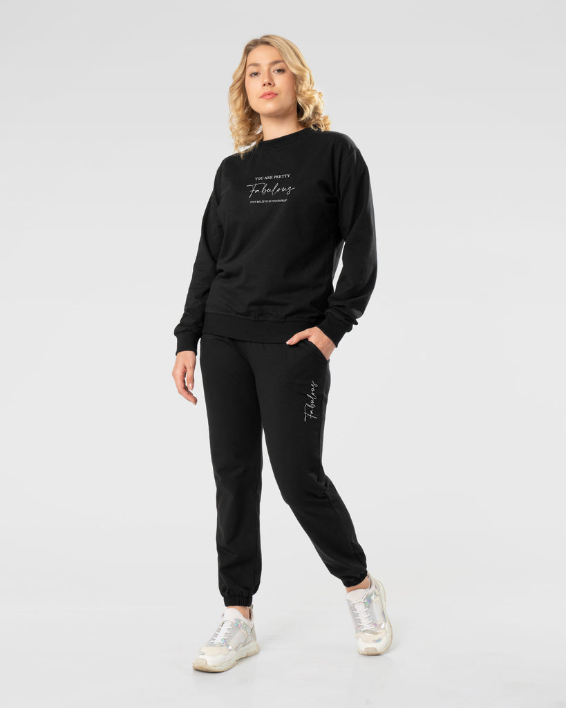 Drop Shoulder Letter Tracksuit