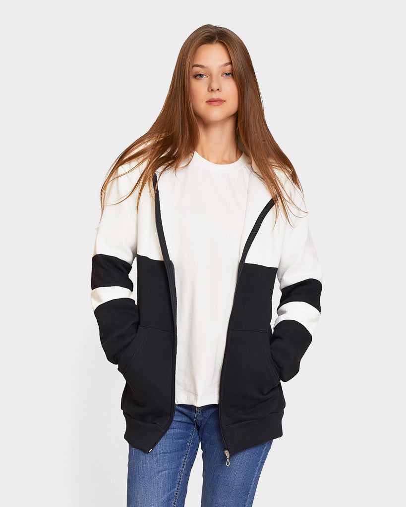 Sleeve Striped Hooded Jacket