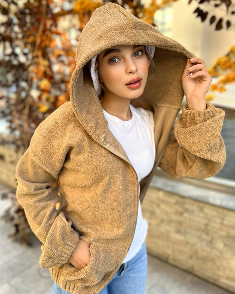 Fuzzy Hooded Jacket