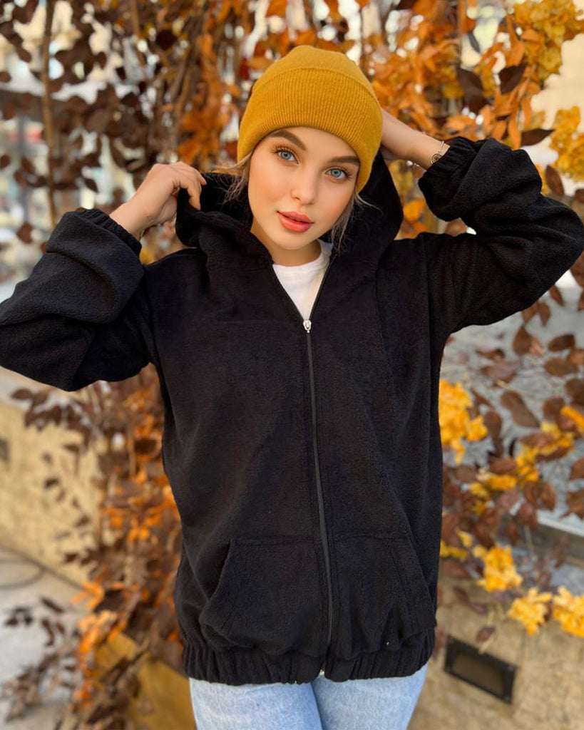 Fuzzy Hooded Jacket