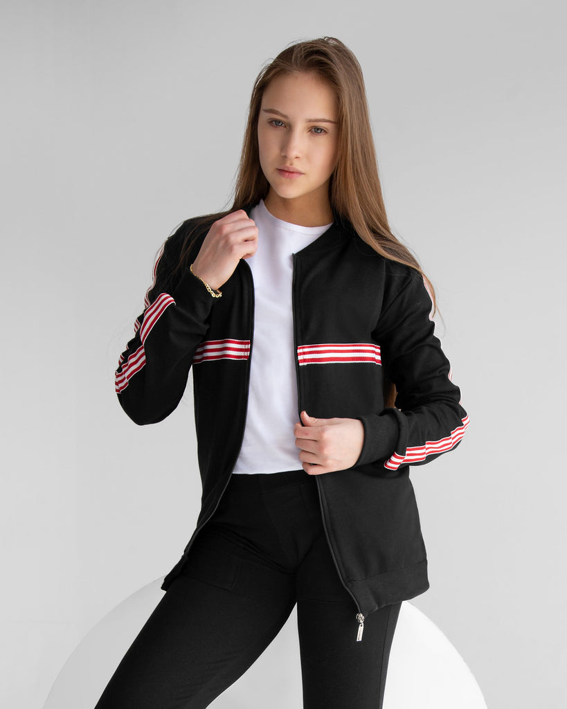 Tape Striped Bomber Jacket