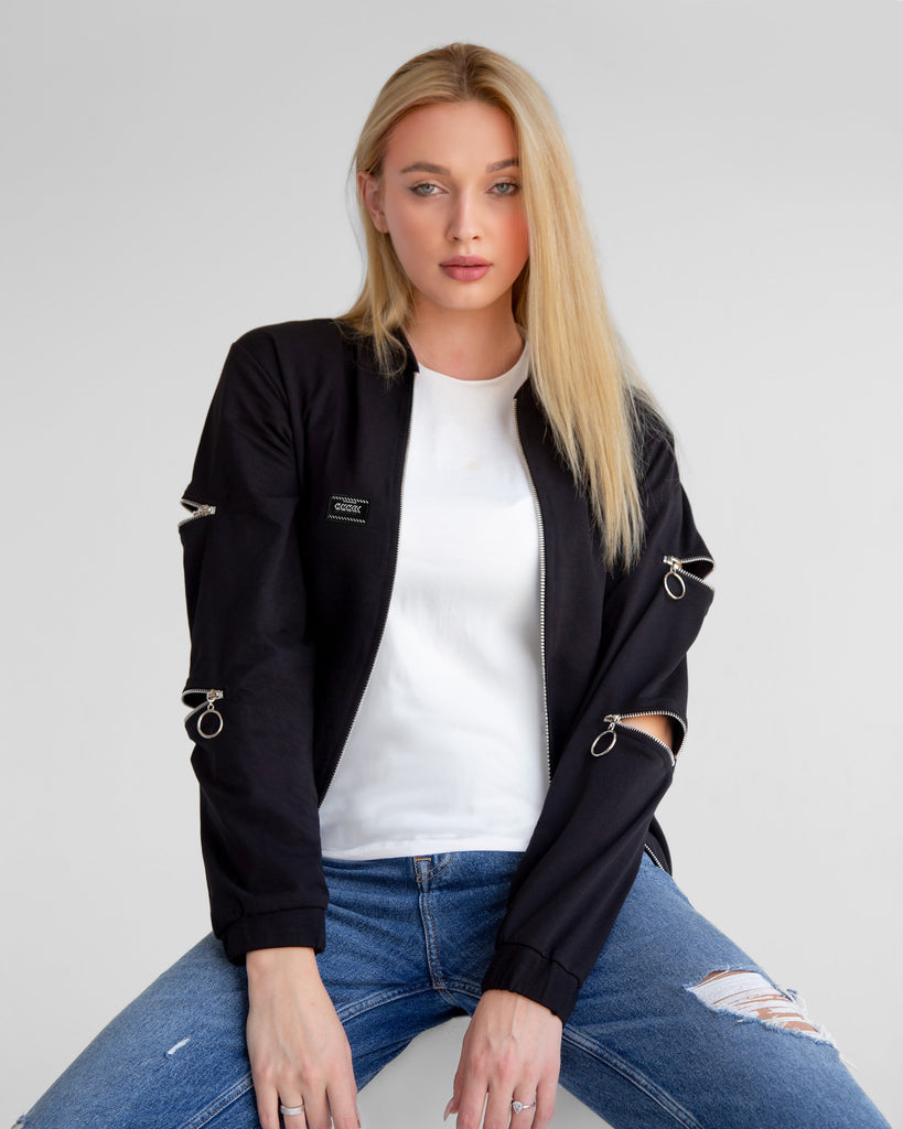 Sleeve Zippers Bomber Jacket