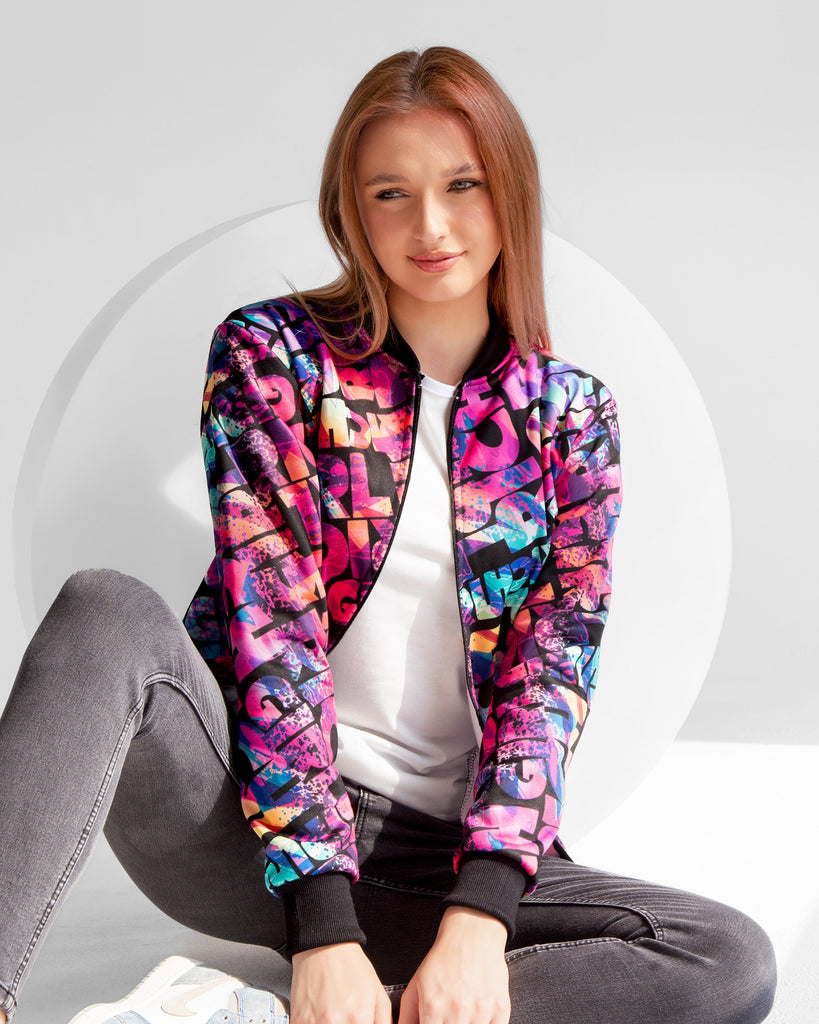 Letters Print Bomber Jacket