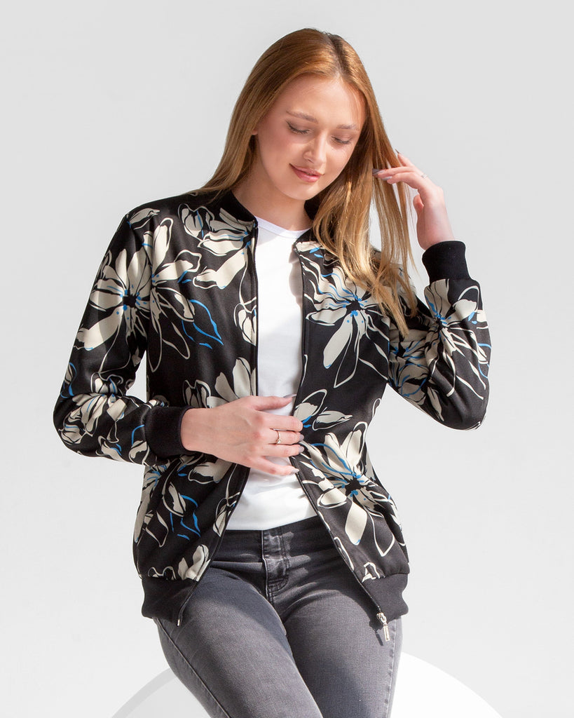 Floral Print Bomber Jacket