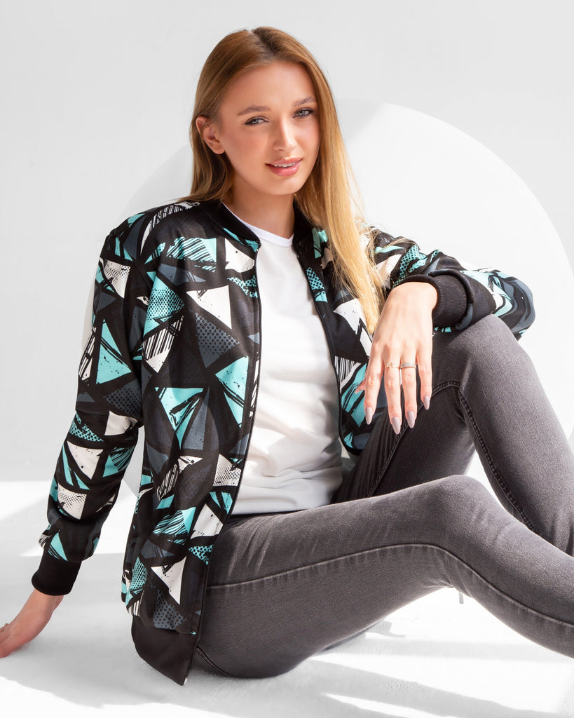 Geometric Print Bomber Jacket