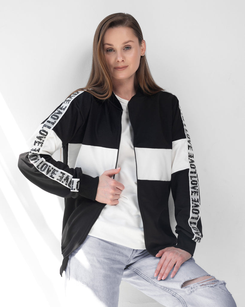 Contrast Panel Tape Striped Jacket